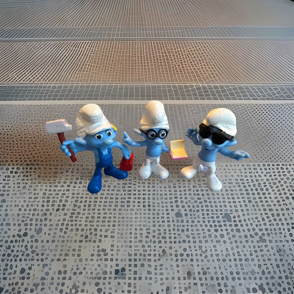 Smurfs 2 McDonald's Happy Meal Figures 2013 Lot 3 Handy‎ Brainy Smooth Peyo